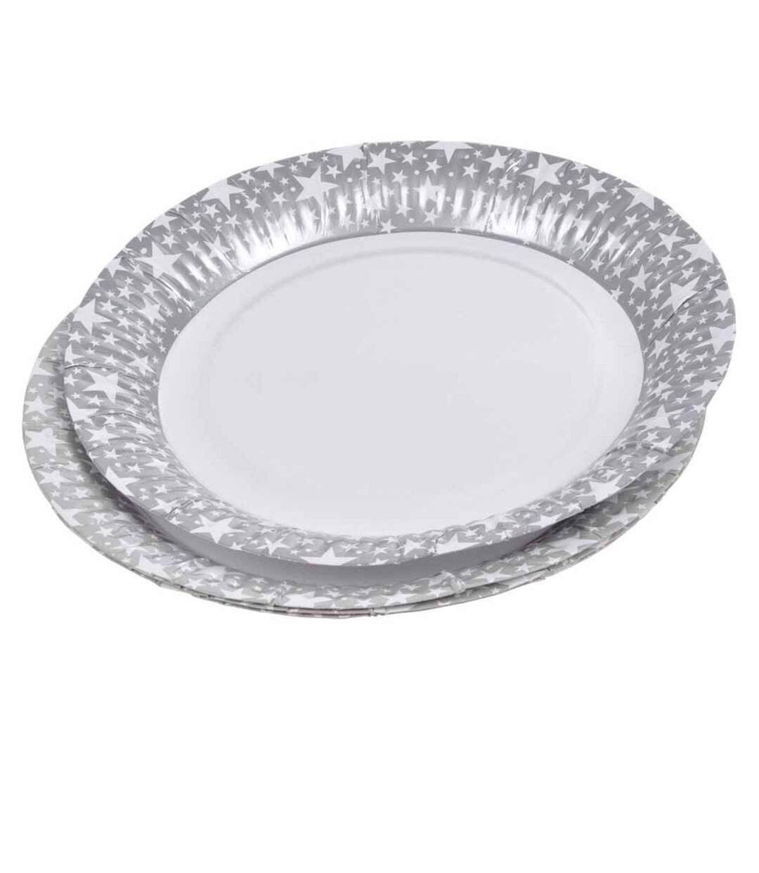 Lot de 6 Assiettes en Carton Étoile 23cm Argent-1