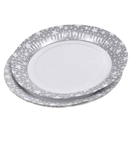 Lot de 6 Assiettes en Carton Étoile 23cm Argent