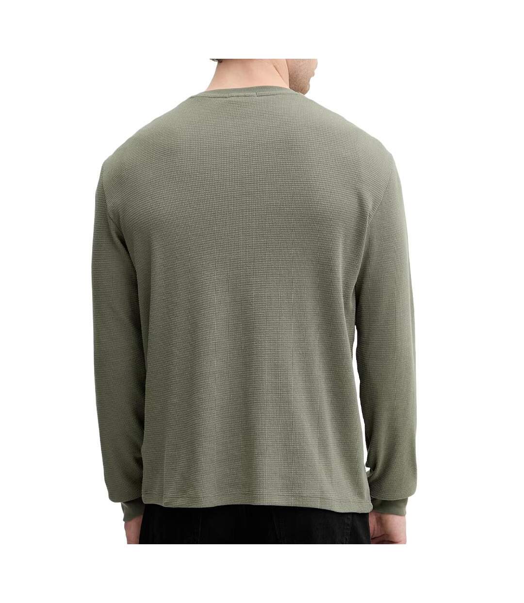 Sweat vert homme calvin klein jeans waffle badges-2