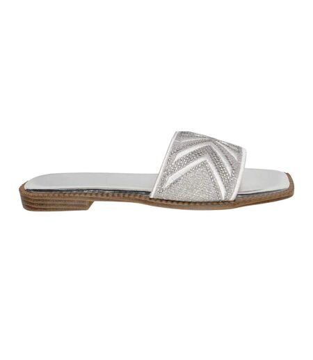 Womens/ladies Blossom Slides Silver Where´s That From