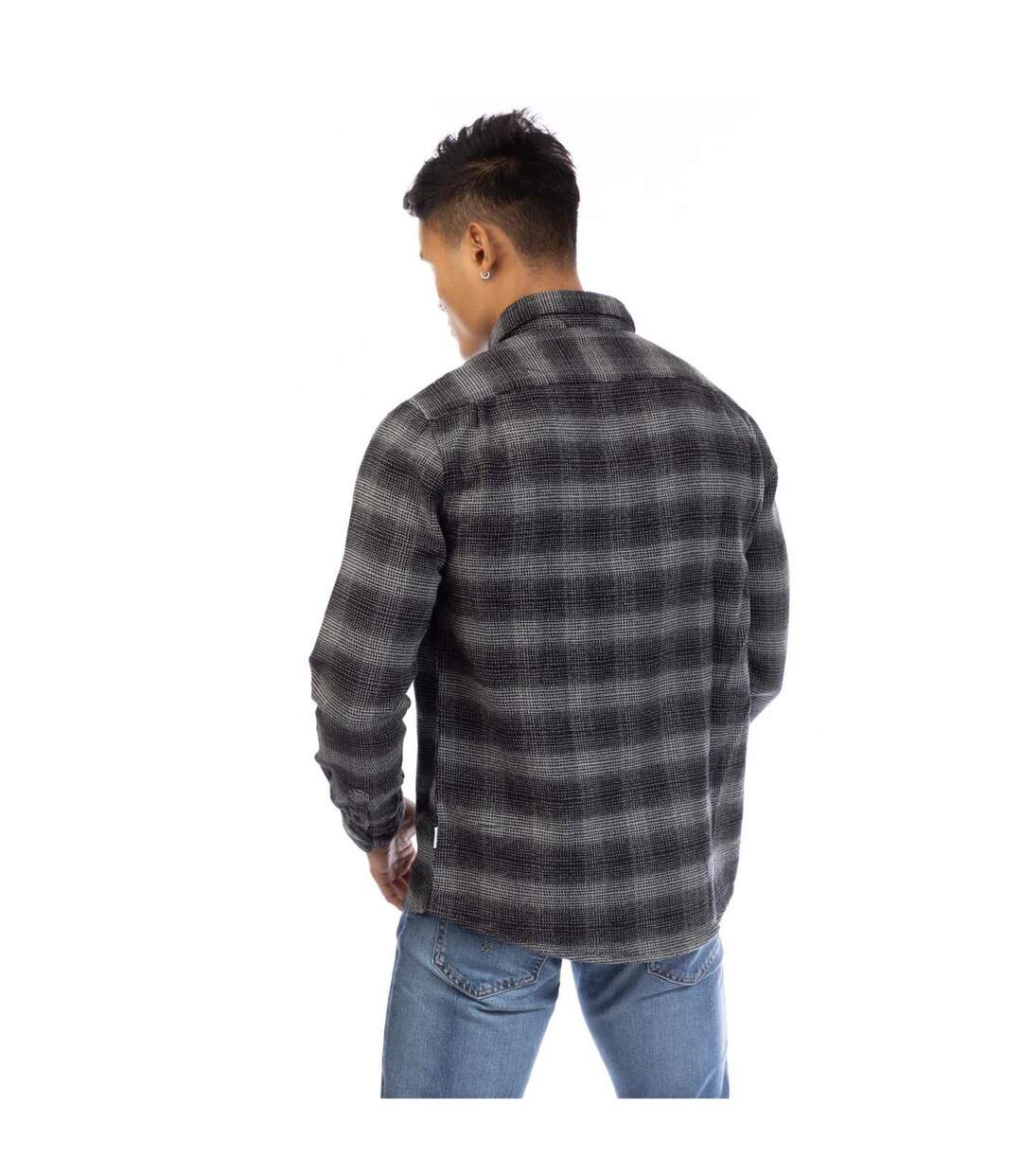 Mens Darrell Plaid Shirt Black Grey Peter Werth-3