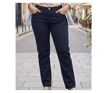 Pantalon 5 poches AXONE Balade - Toile gabardine coton stretch Bleu Marine pour un confort quotidien
