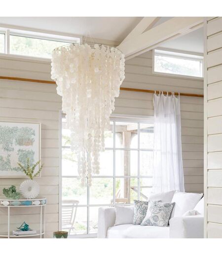 Suspension Déco en Capiz Betsy 150cm Blanc