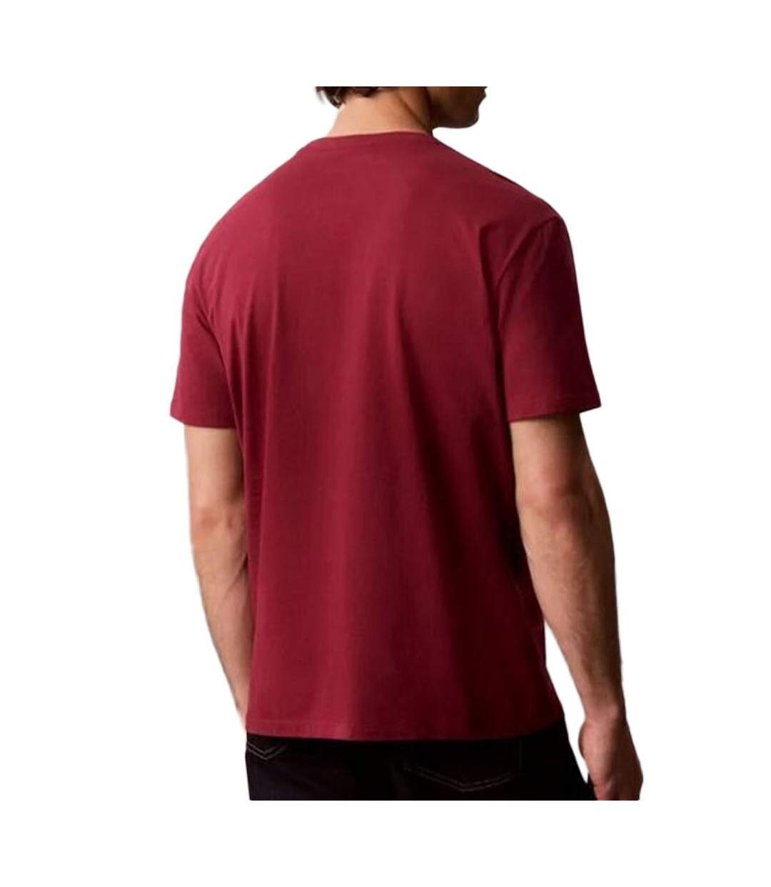 T-Shirt rouge homme calvin klein jeans badge l4g-2