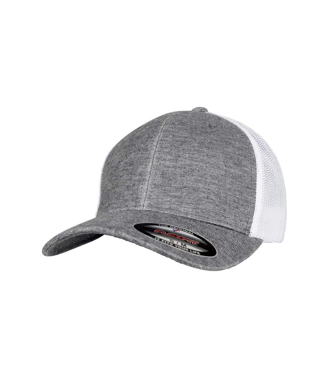 Casquette trucker flexfit gris chiné / blanc Yupoong-1