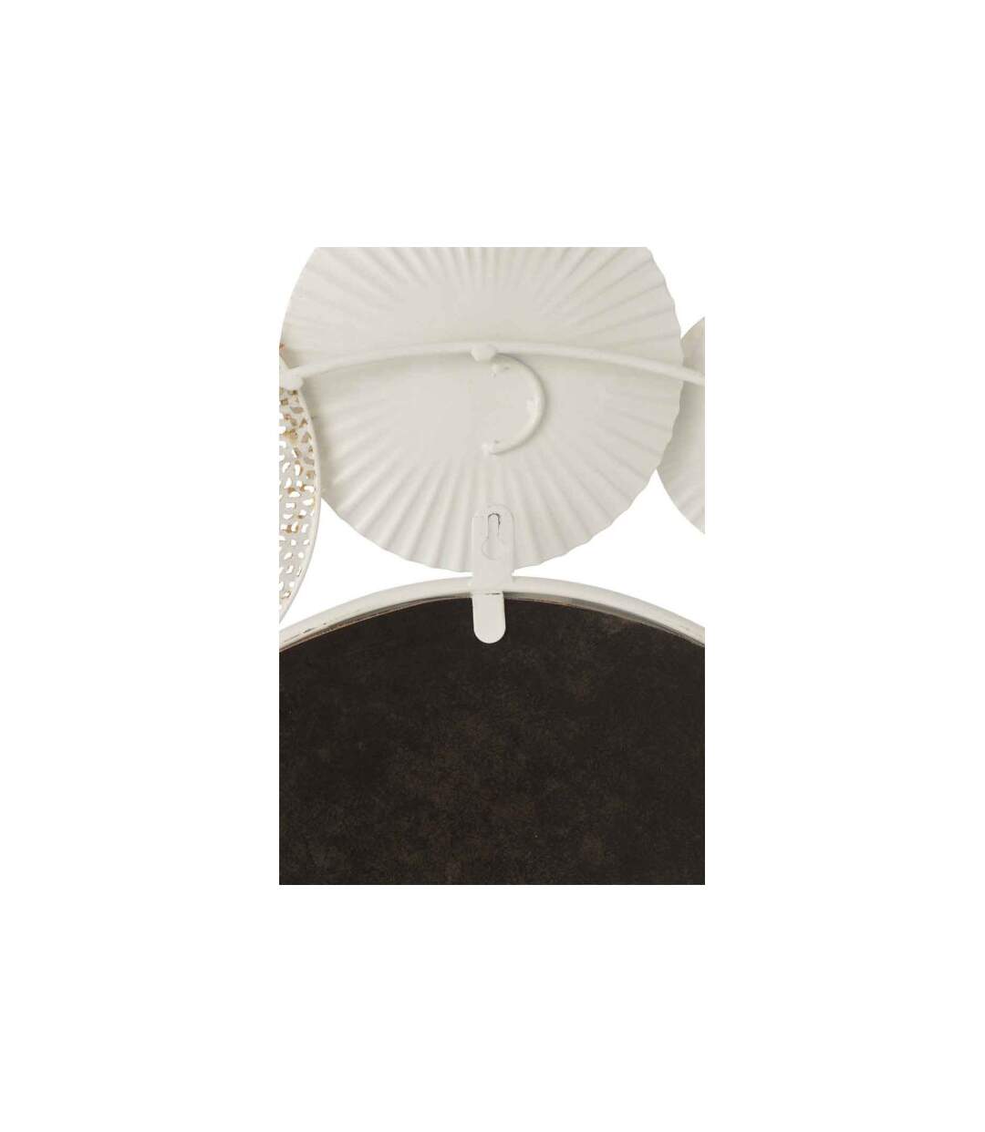 Miroir Mural Déco Cercles Ronds 67cm Blanc & Or-3