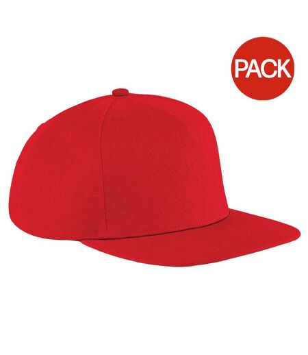Beechfield Unisex Original Flat Peak Snapback Cap (Pack of 2) (Classic Red/Classic Red) - UTRW6745