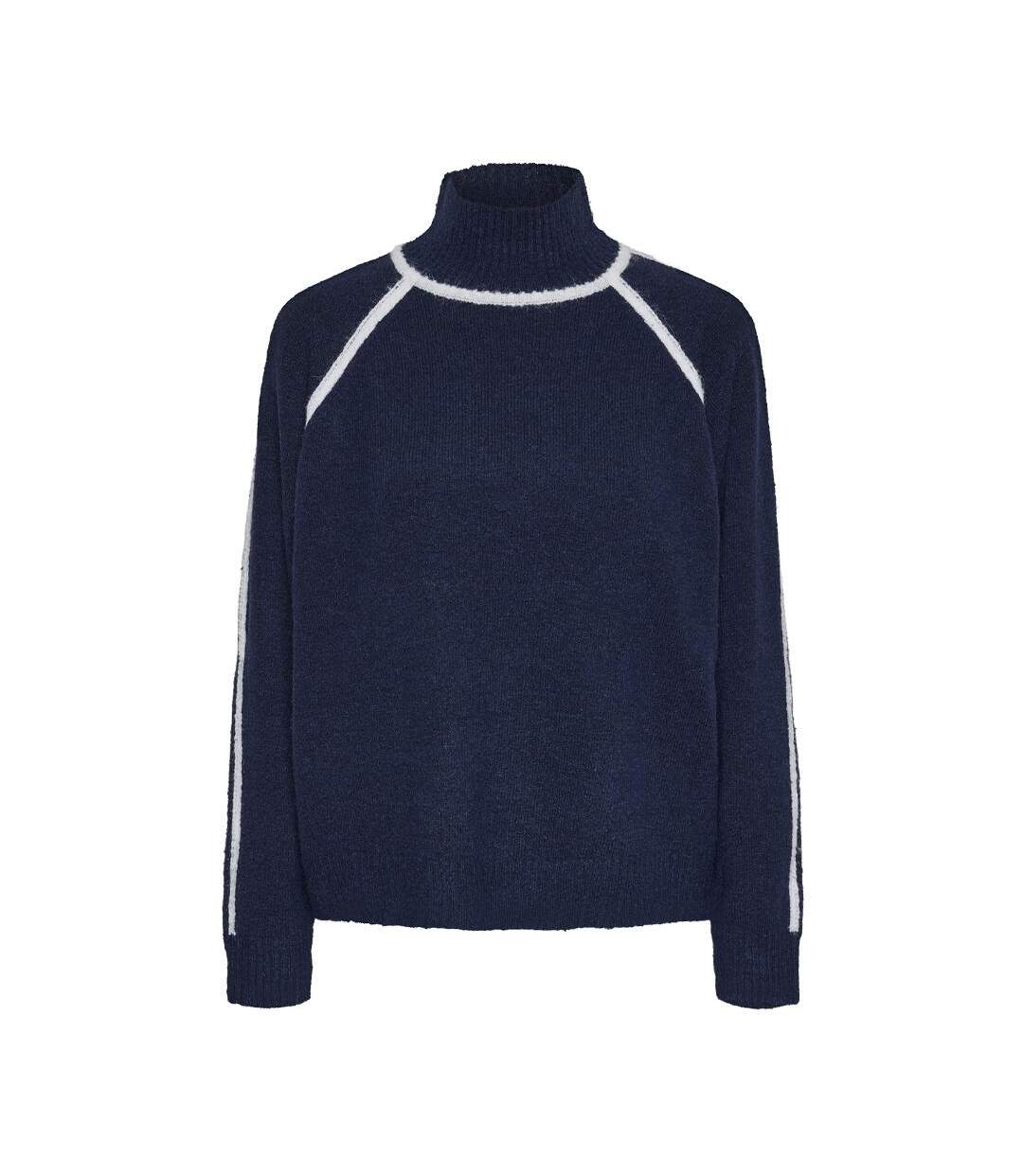 Pull marine/blanc femme pieces lola-1
