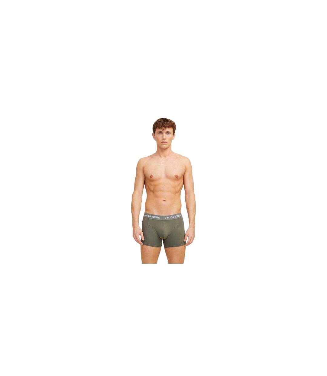 Lot De 3  Boxers Motif/style Uni Homme Gris Kaki Jack And Jones-1