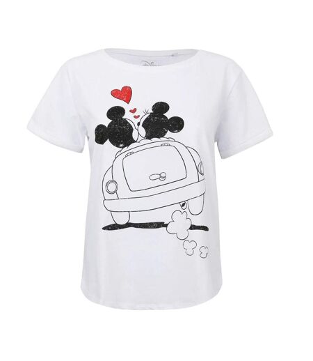 T-Shirt blanc femme disney mickey & minnie hearts