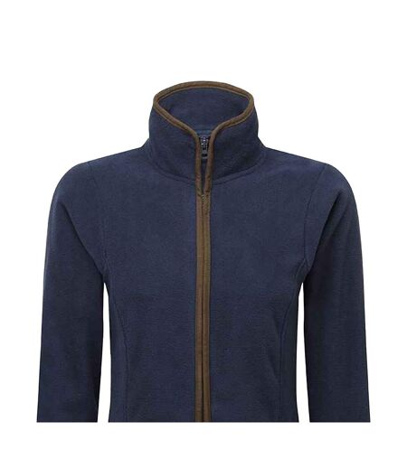 Womens/ladies artisan contrast trim fleece jacket navy/brown Premier