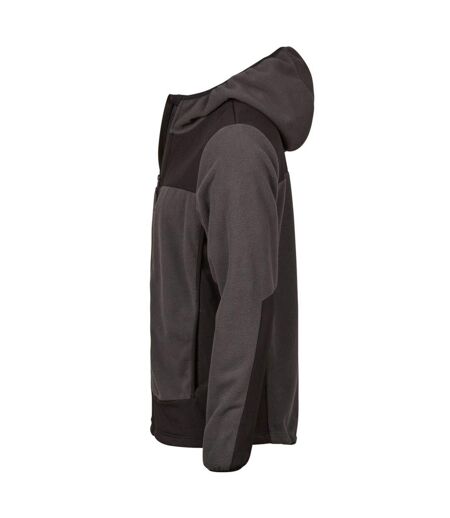 Mens Mountain Hooded Fleece Jacket Asphalt Black Tee Jays