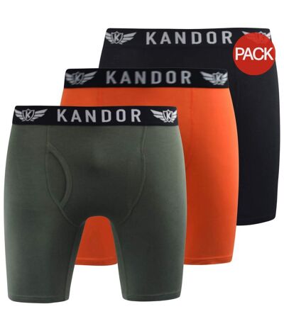 Pack of 3  Mens bambuso boxer shorts  orange/thyme green Kandor