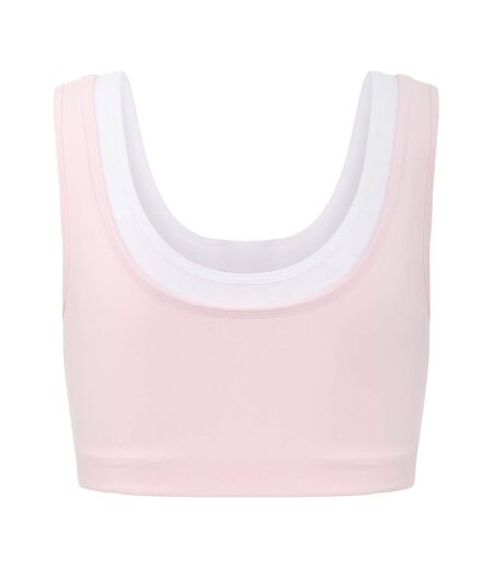 Womens/ladies Pro Layered Sports Bra Light Pink USA Pro