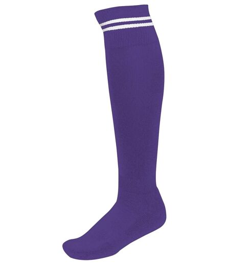 chaussettes sport - PA015 - violet rayure blanche