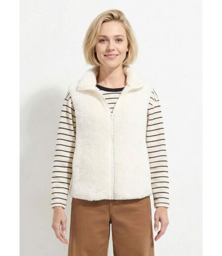 Veste fausse fourrure sans manches col montant