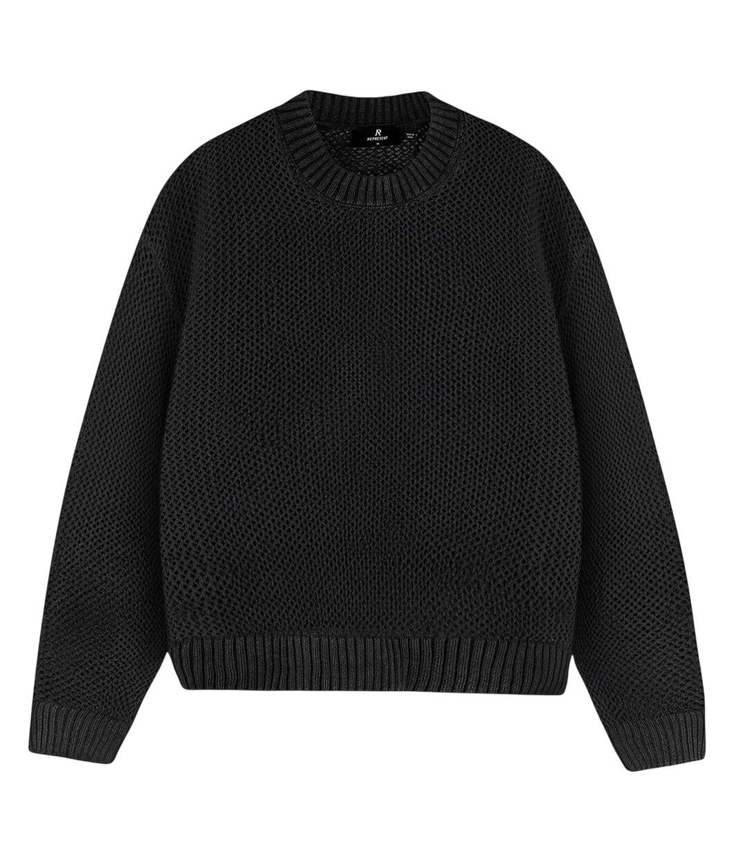 Mens Knitted Lightweight Jumper Jet Black Represent-1