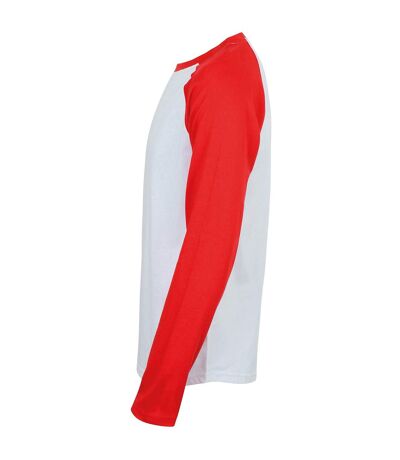 T-shirt manches longues homme blanc/rouge Skinni Fit