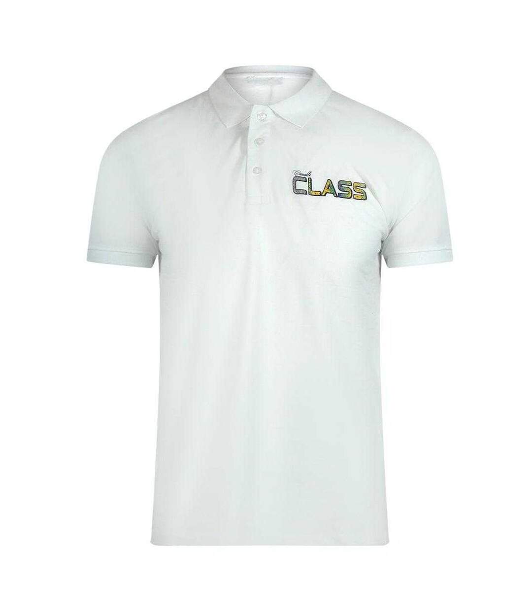 Unisex Adult Vibrant Floral Logo Polo Shirt White Cavalli Class-1