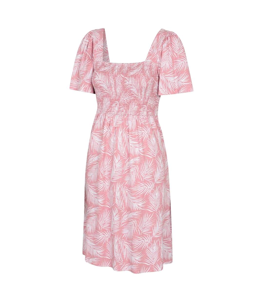 Womens/ladies Hydra Palm Leaf Shirred Dress Pink Mountain Warehouse-2