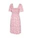Womens/ladies Hydra Palm Leaf Shirred Dress Pink Mountain Warehouse-2