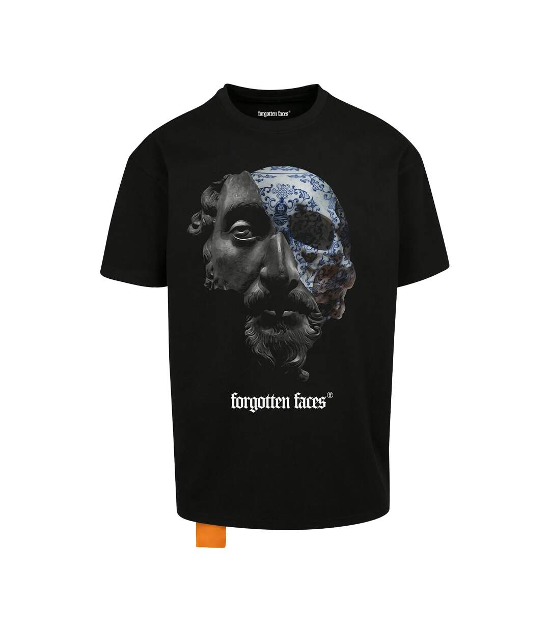 Mens Aurelius Heavyweight Oversized T-shirt Noir Forgotten Faces-1