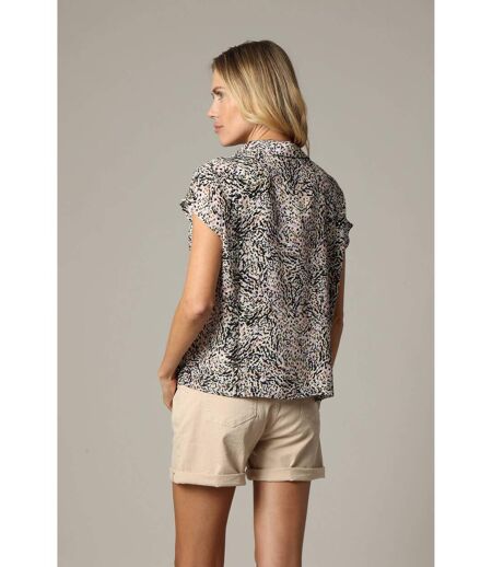 Blouse ample décontractée en crêpe avec col V et manches papillon CLODINA