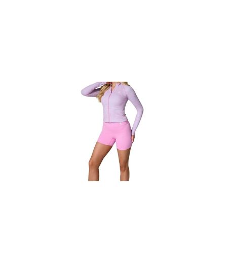 Womens/ladies Heathered Full Zip Raglan Jacket Pink Marl Gym King