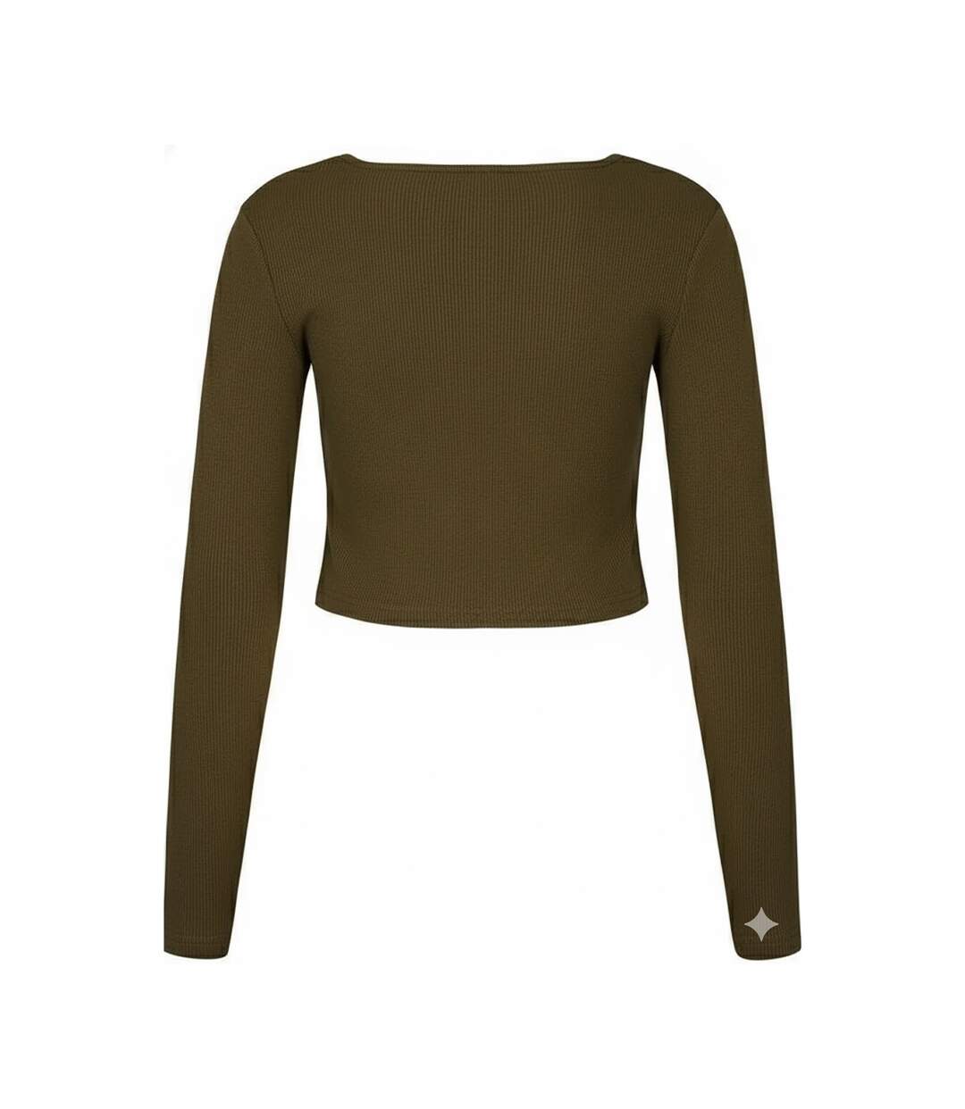 T-shirt Court Manches Longues Femme Vert Kaki Guess-3
