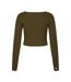 T-shirt Court Manches Longues Femme Vert Kaki Guess-3