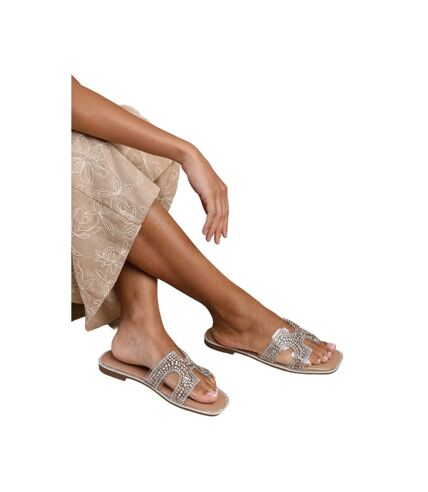 Womens/ladies missouri perspex diamante sliders silver Where´s That From