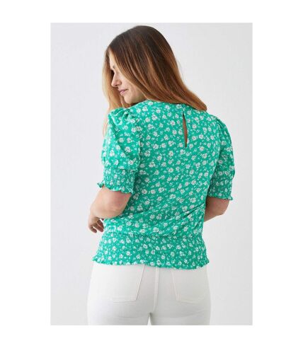 Womens/ladies ditsy print shirred top green Dorothy Perkins