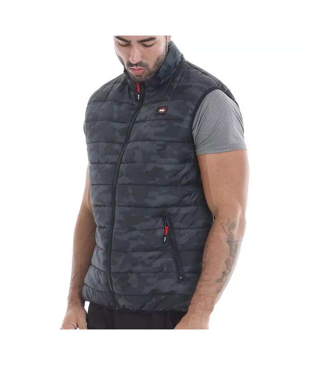 Mens camo padded gilet black Lee Cooper-4