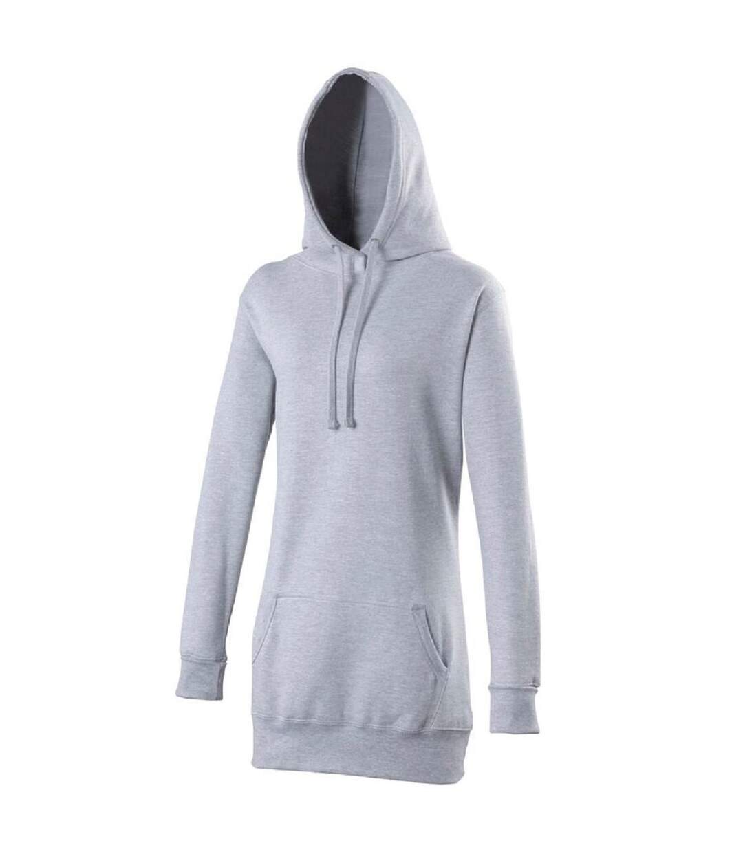 Sweat long à capuche pour femme - JH005 - gris clair-1