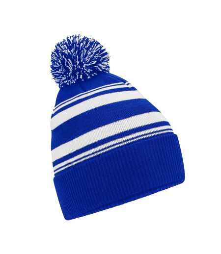 Bonnet Motif/style Rayé Fan Adulte Bleu Roi Vif Blanc Beechfield