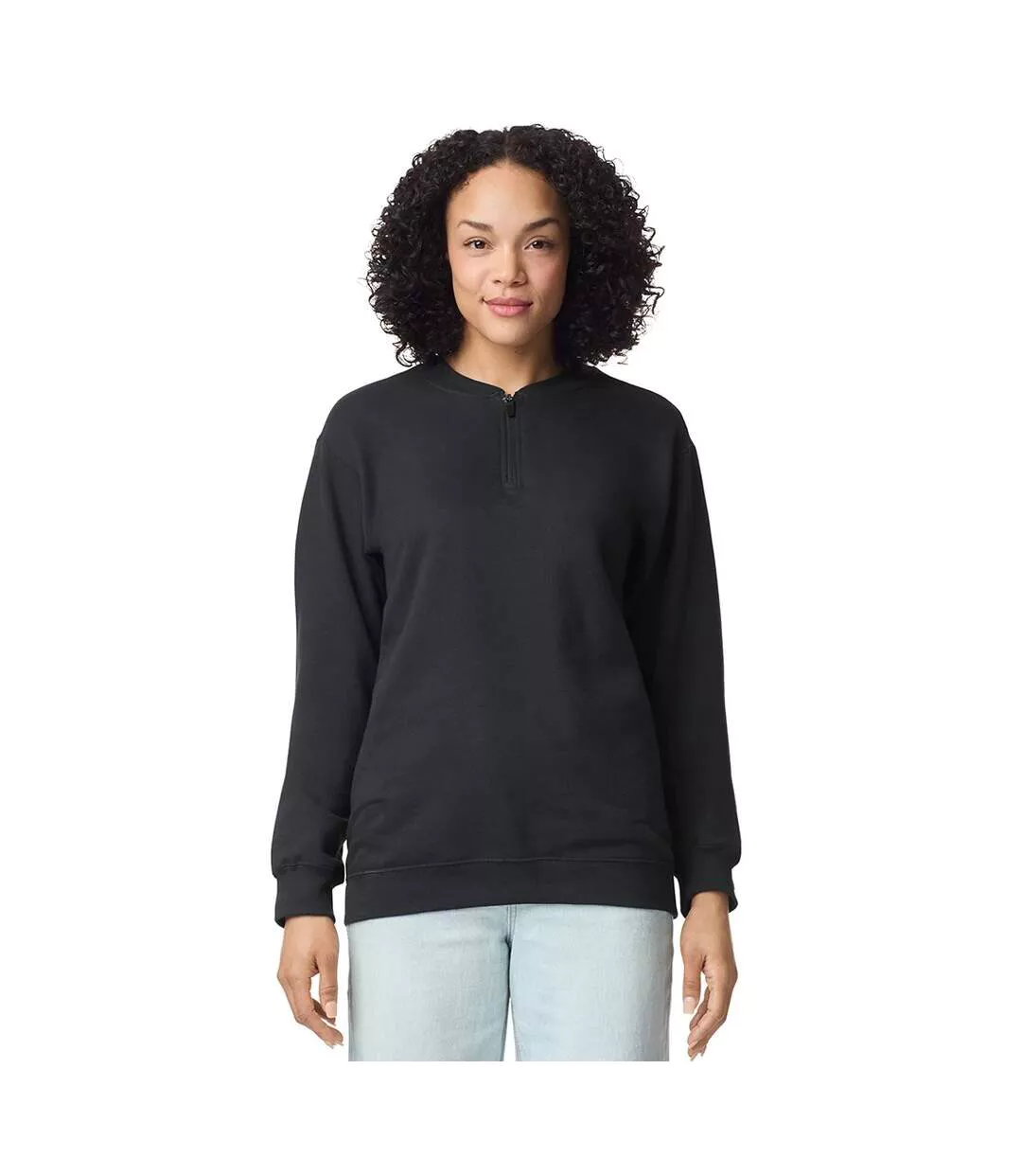 Unisex Adult Softstyle Midweight Quarter Zip Sweatshirt Black Gildan-1