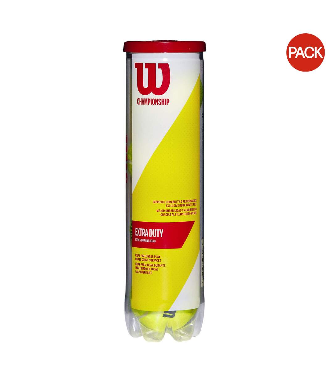 Balles De Tennis Championship Extra Duty Paquet De 4 Taille Unique Jaune Wilson-1