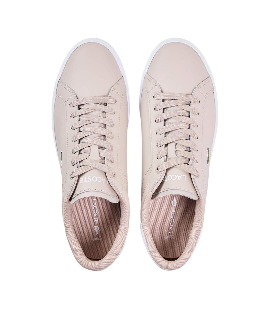 Mens Powercourt Leather Flat Trainers Grey White Lacoste-3