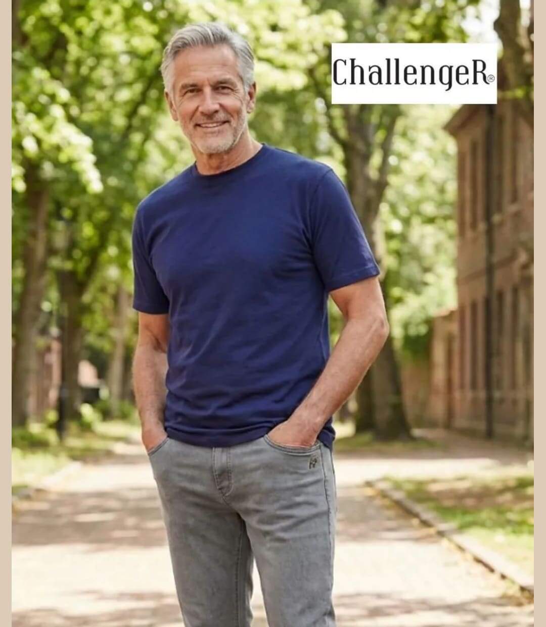 Tee-shirt Uni Ras du Cou Challenger F110 Bleu Marine-1