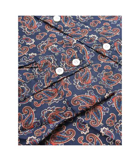 Chemise Manches Longues Motif/style Cachemire Homme Bleu Marine Lambretta
