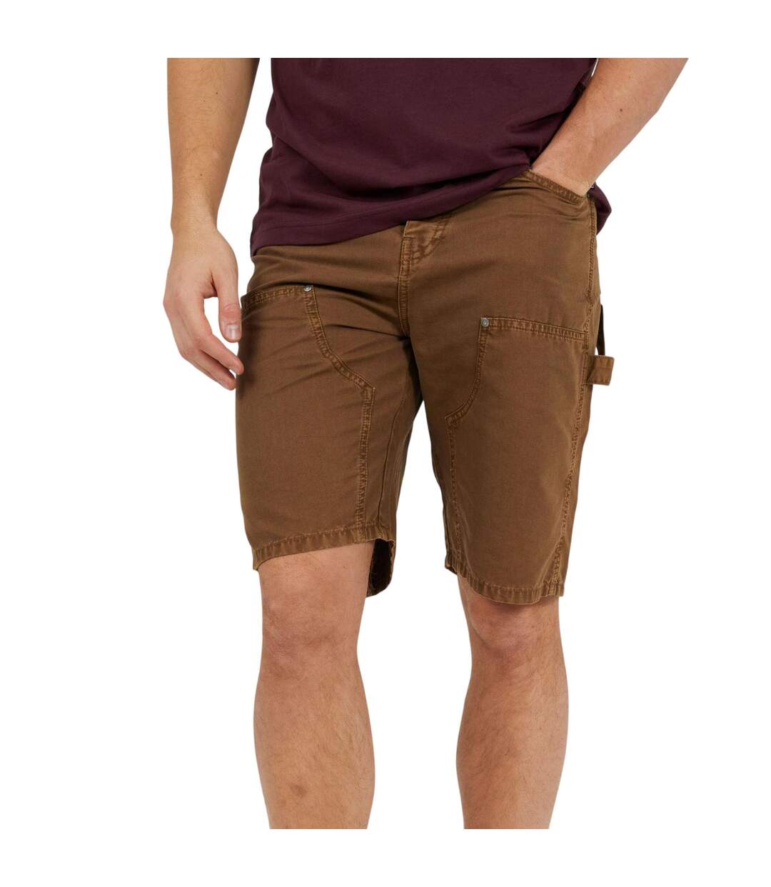 Mens Woven Carpenter Loose Fit Casual Shorts Brown Brave Soul-2