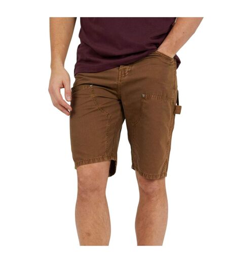 Mens Woven Carpenter Loose Fit Casual Shorts Brown Brave Soul