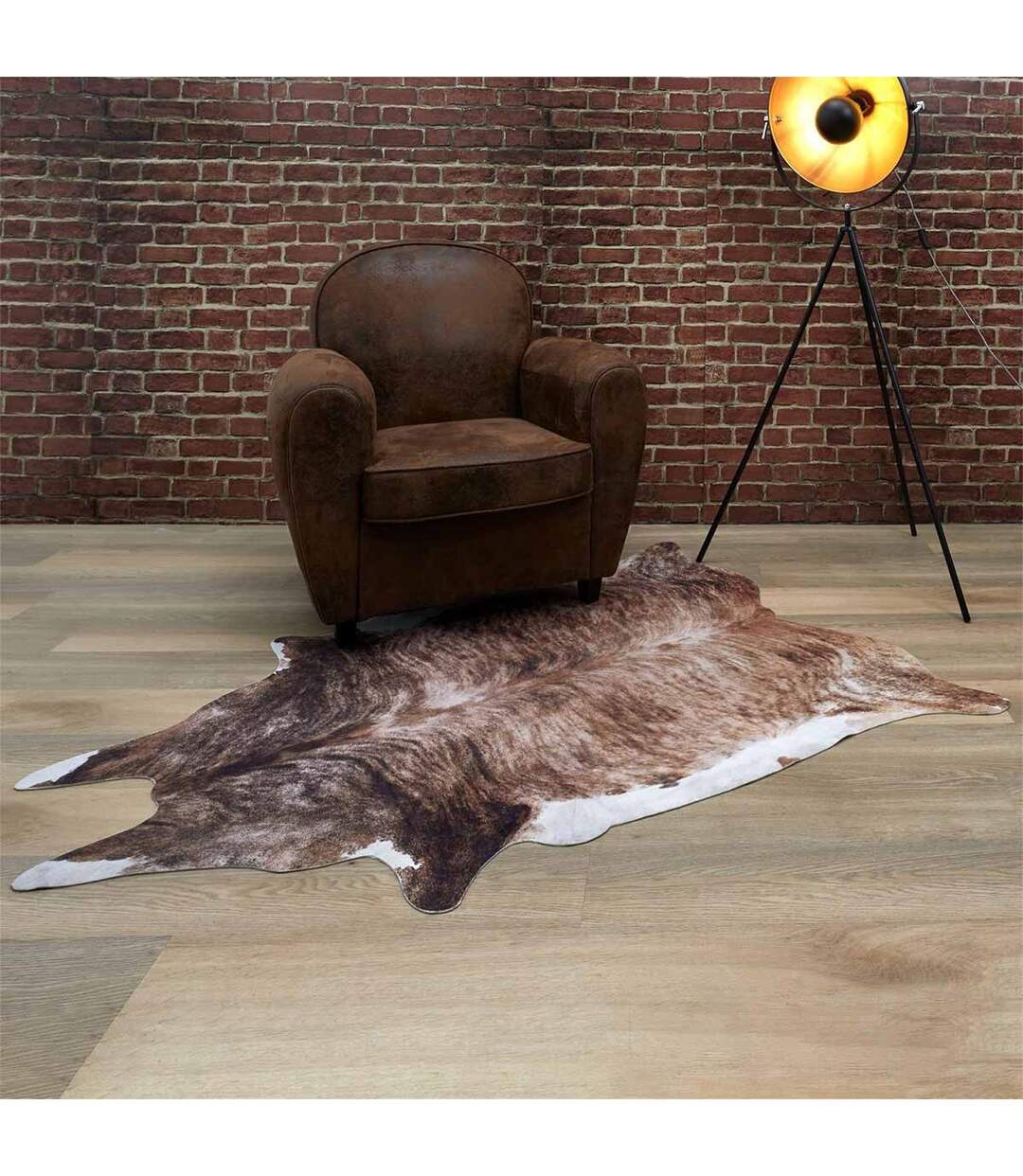 Tapis Peau de Vache Imitation 120x158cm Marron-2