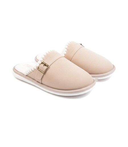 OZABI Mules Femme, Aspect Daim, Broderie Scandinave, Doublure Fourrure