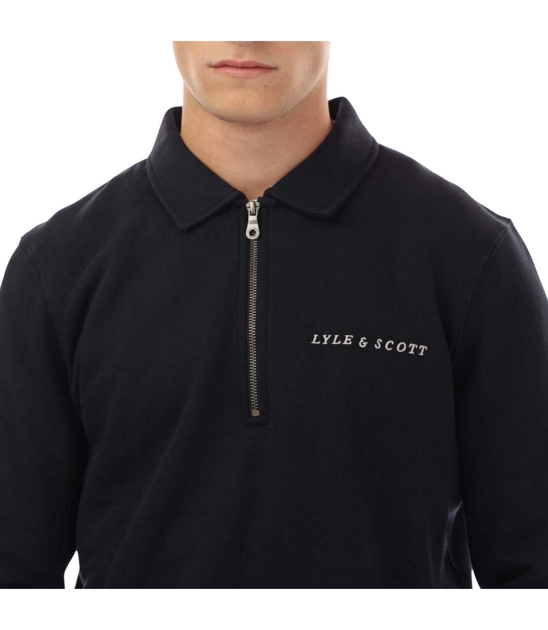 Mens Collared Quarter Zip Sweatshirt Navy Lyle & Scott-4