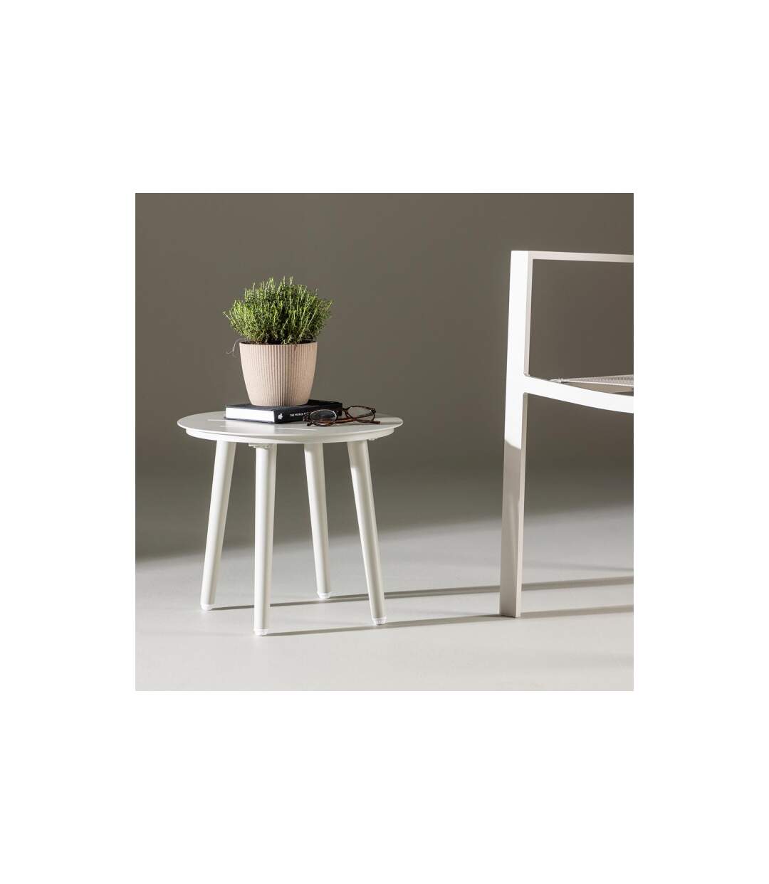 Table d'Appoint de Jardin Ronde Lina 40cm Beige-4
