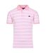 Mens Stripe Birdseye Pique Short-sleeved Polo Shirt Pink Raging Bull-2