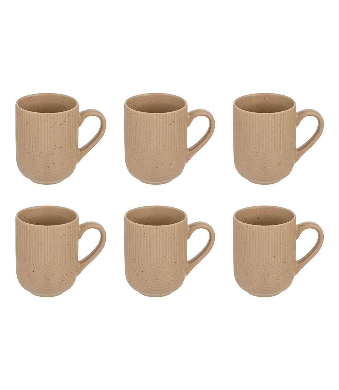 Lot de 6 Mugs en Céramique Lya 30cl Taupe-1