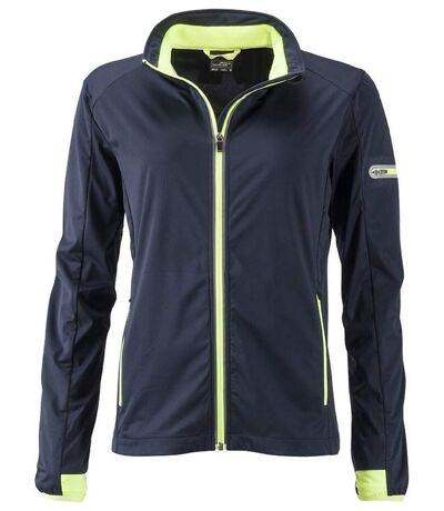 Veste softshell sport - Femme - JN1125 - bleu marine et jaune vif