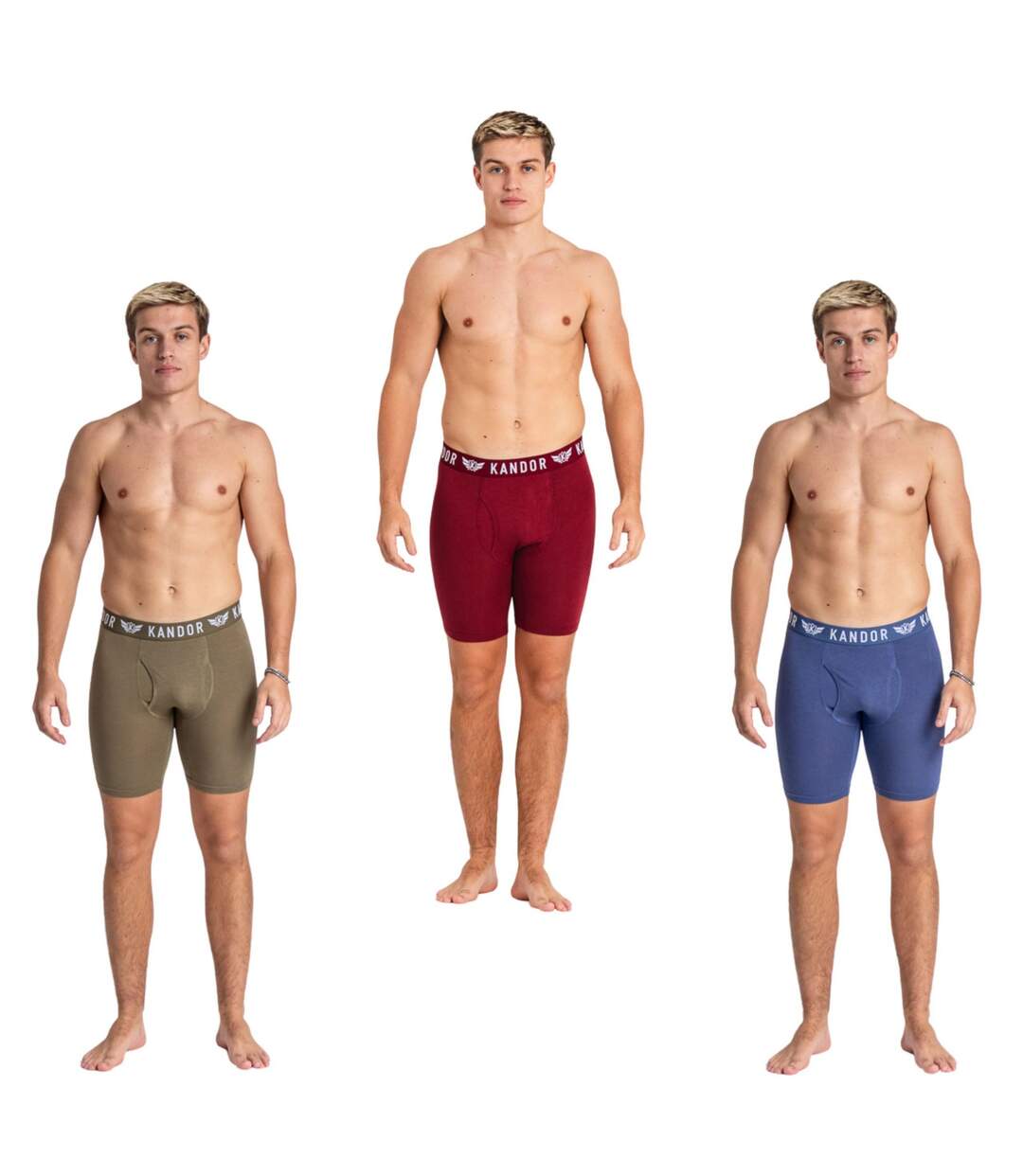 Pack of 3  Mens bambuso boxer shorts  olive/red Kandor-2